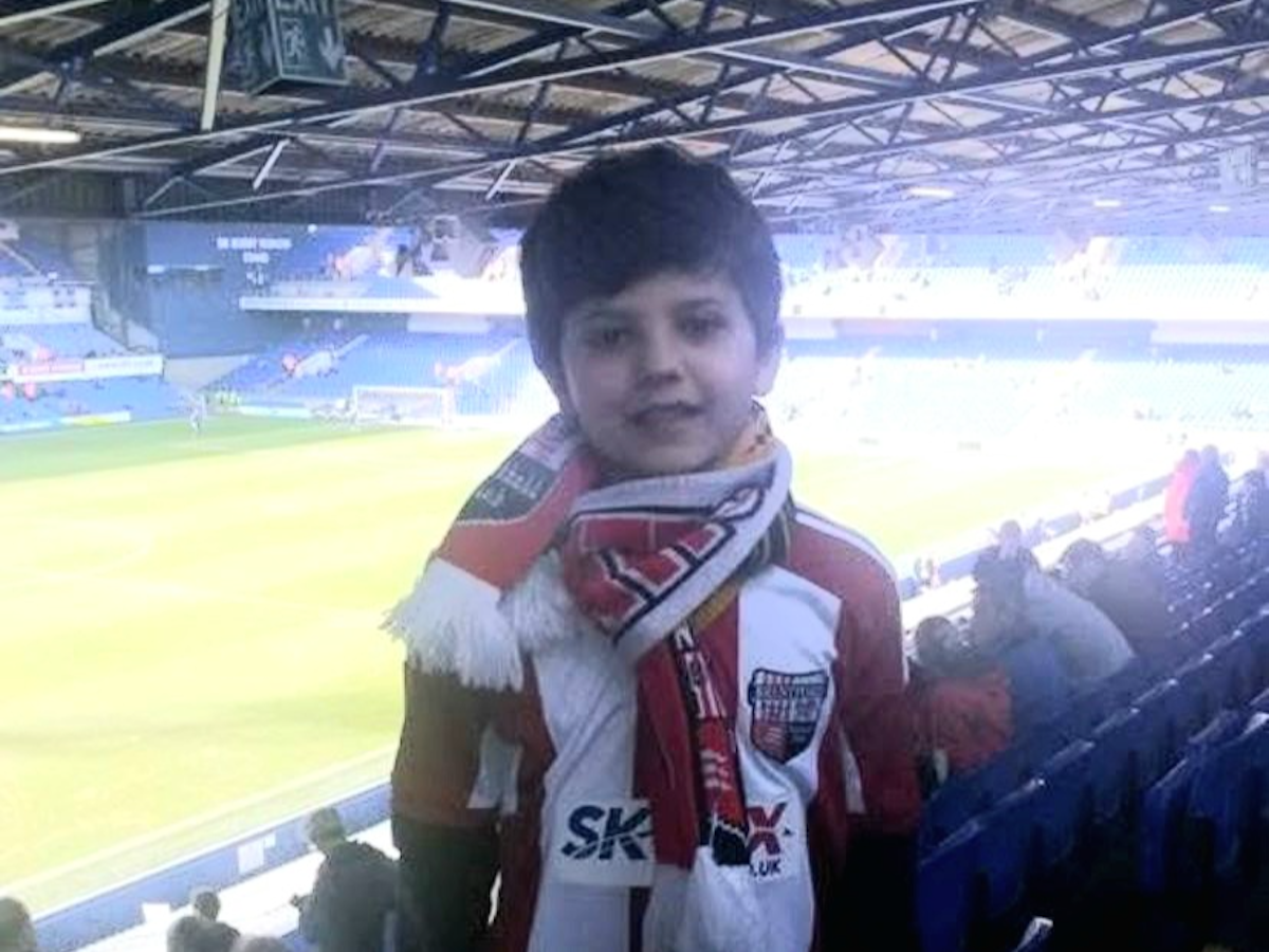 A young Brentford fan at Portman Road